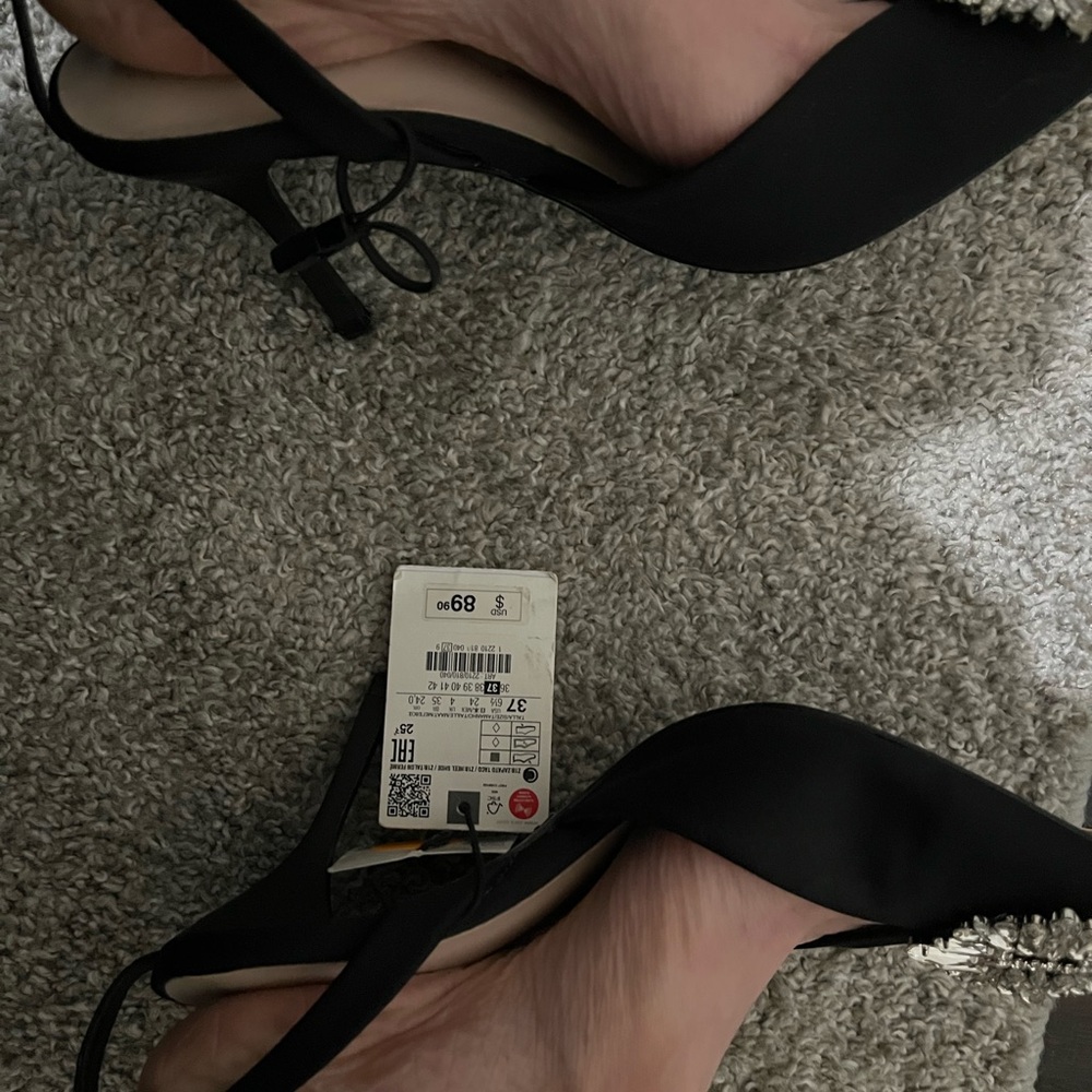 NWT Zara black embellished heels - Picture 2 of 8